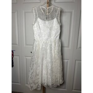 PINKO Zatchbell White Floral Organza Flock Dress - Size‎ 38